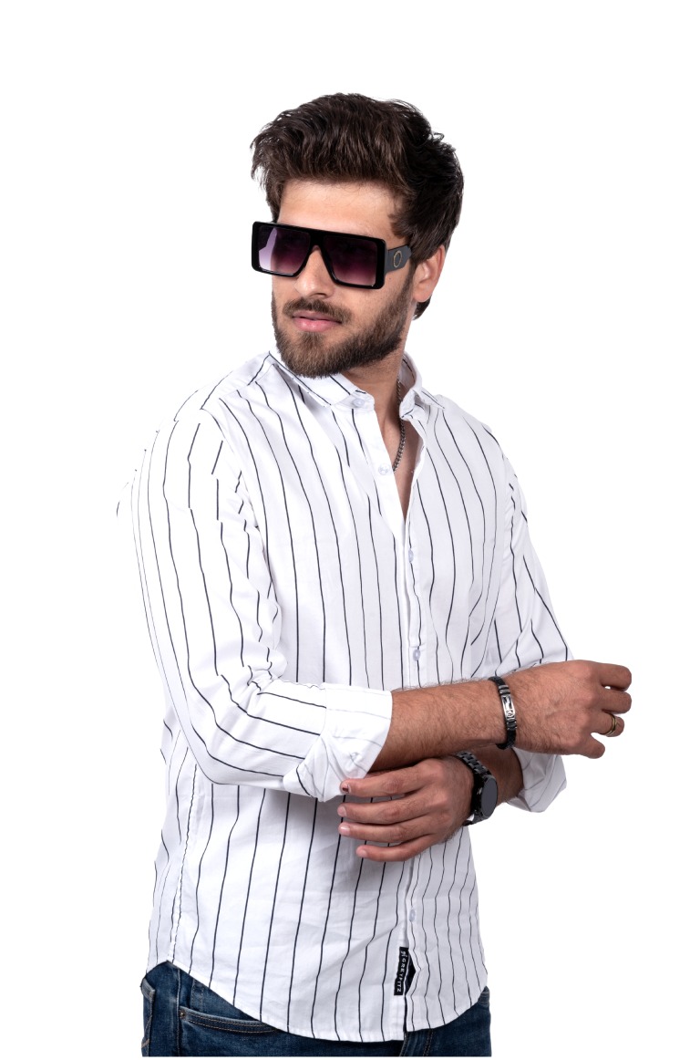Casual White Striped Shirt