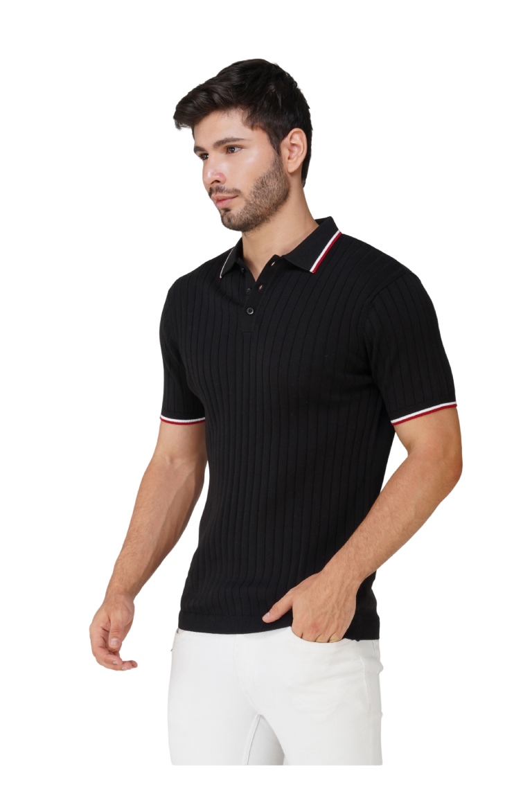 Knitt Polo T-Shirt Black 