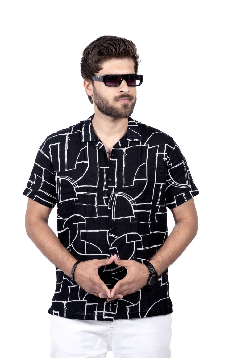 Black Abstract Box Fit Shirt