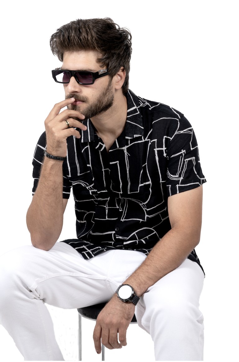 Black Abstract Box Fit Shirt